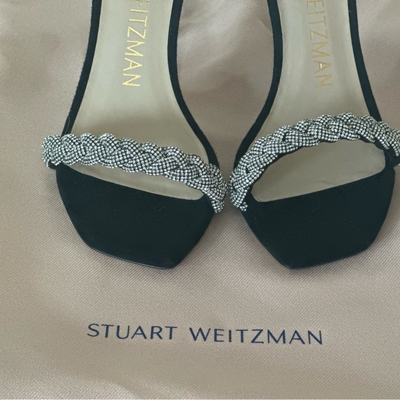 Stuart Weitzman Black Suede Nudist Curve Sandals/ Heels Highshine 5.5 size - Picture 7 of 11